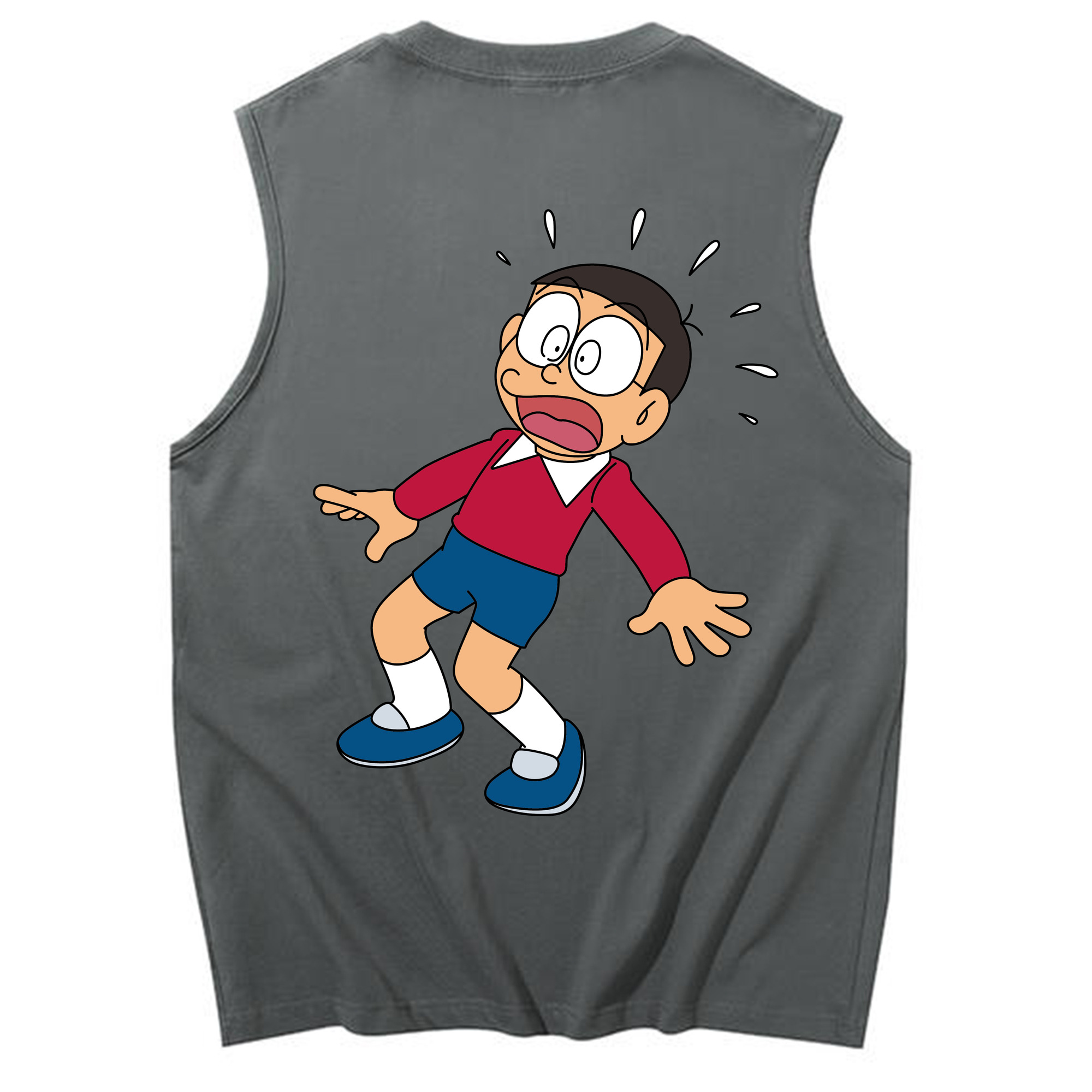 （画像用） ドラえもん 野比 のび太 Doraemon Nobita Nobi コットン100％タンクトップ（背面プリント）